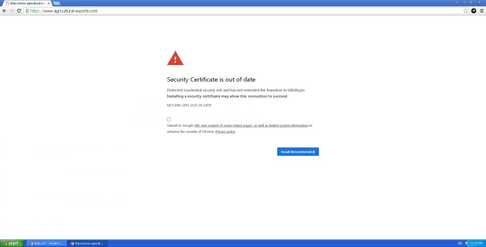 Error sa digital na sertipiko
